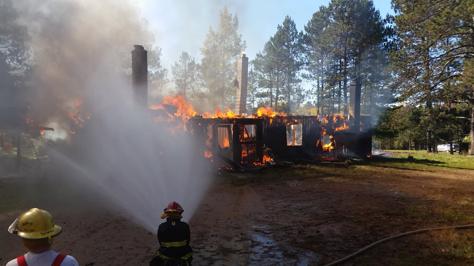 Firefighters working a structure fire
